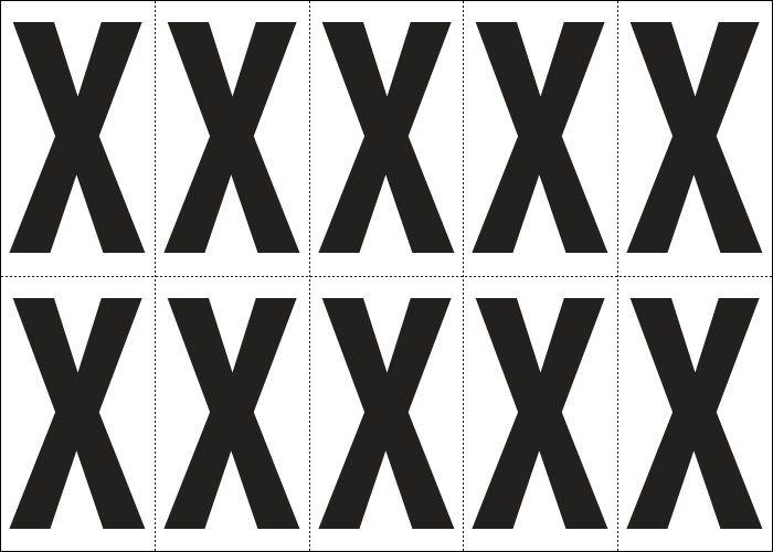 935X - Foglio n.10 etichette autoadesive B/N lettera X