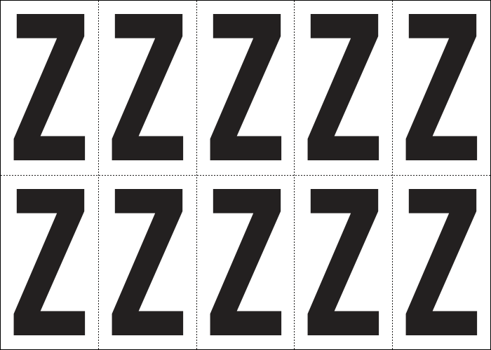 935Z - Foglio n.10 etichette autoadesive B/N lettera Z