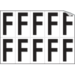 936F - Foglio n.10 etichette autoadesive B/N lettera F