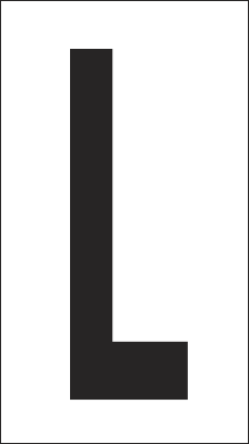 937L - Foglio n.1 etichetta autoadesiva B/N lettera L