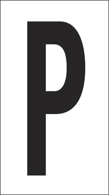 937P - Foglio n.1 etichetta autoadesiva B/N lettera P