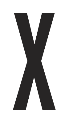 937X - Foglio n.1 etichetta autoadesiva B/N lettera X