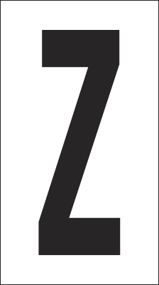 937Z - Foglio n.1 etichetta autoadesiva B/N lettera Z