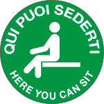 9690F - Etichetta adesiva "Qui puoi sederti - Here you can seat"