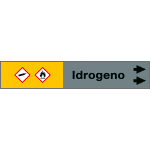 99A113NAD - foglio da 5 etichette fondo grigio"IDROGENO" freccia destra