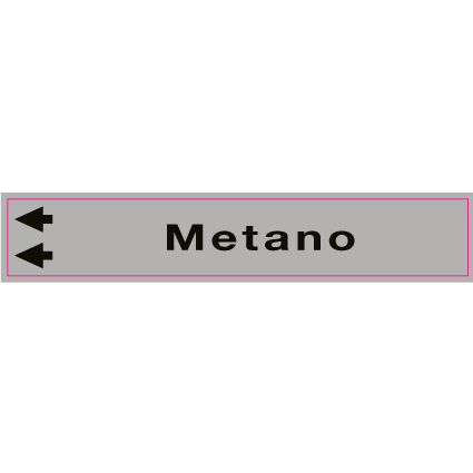 99A231NAS - foglio da 5 etichette fondo grigio"METANO" freccia sinistra