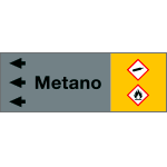 99A231NDS - foglio da 5 etichette fondo grigio " METANO " sinistra
