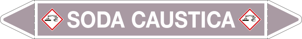 99A351D - foglio da 1 etichetta autoadesiva con frecce e simboli x SODA CAUSTICA