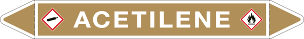 99A861D - etichetta autoadesiva fondo ocra con frecce e simboli ACETILENE