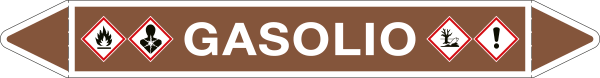 99B570D - etichetta singola autoadesiva con frecce e simboli GASOLIO