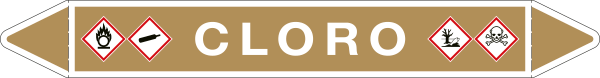 99B980A - foglio da 5 etichette autoadesive con frecce e simboli CLORO