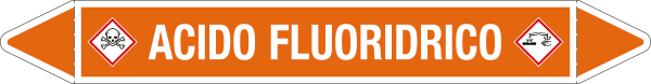 99C040A - foglio da 5 etichette autoadesive con frecce+simb ACIDO FLUORIDRICO