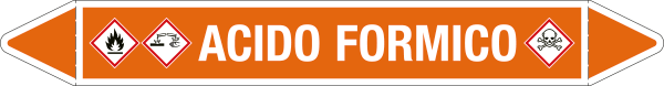 99C050A - foglio da 5 etichette autoadesive con frecce+simboli ACIDO FORMICO