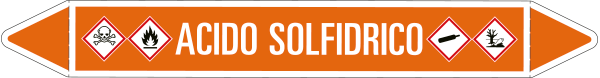 99C090A - foglio da 5 etichette autoadesive con frecce+simboli ACIDO SOLFRIDICO