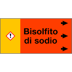 99C110NED - Etichetta fondo arancio "BISOLFITO DI SODIO" destra