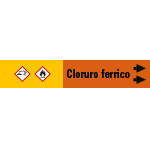 99C140NAD - foglio da 5 etichette fondo arancione "CLORURO FERRICO"freccia dx