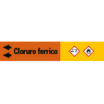 99C140NAS - foglio da 5 etichette fondo arancione "CLORURO FERRICO"freccia sx