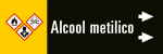 99C250NBD - foglio da 5 etichette fondo nero "ALCOOL METILICO" destra