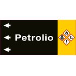 99C480NFS - etichetta fondo nero "PETROLIO" sinistra