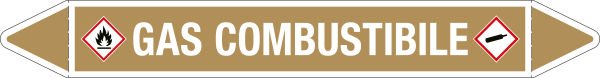 99C660B - foglio da 5 etichette autoadesive con frecce+simboli GAS COMBUSTIBILE