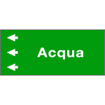 99C710NCS - foglio da 5 etichette fondo verde "ACQUA " freccia sinistra