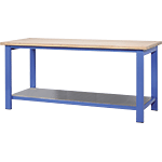 ARBT33 - tavolo da lavoro piano in legno e piano inferiore in lamiera cm 200x88