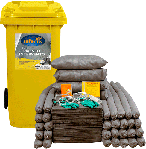 ASUK120 - kit serie UNIVERSALE SAFE IN col.GRIGIO in bidone carrellato da 120 lt