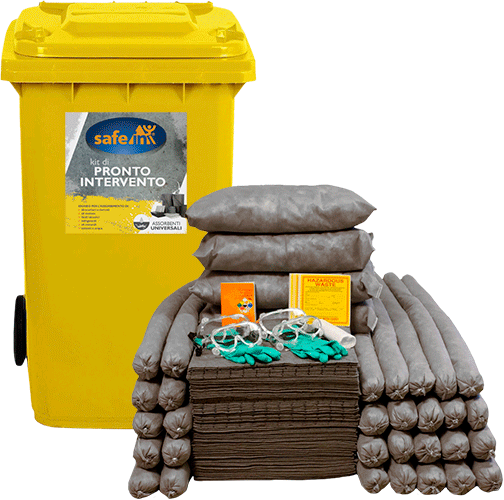 ASUK240 - kit serie UNIVERSALE SAFE IN col.GRIGIO in bidone carrellato da 240 lt
