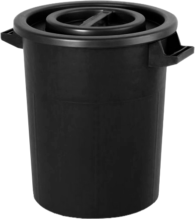 BIC050N - Bidone in polietilene nero con manici da litri 50