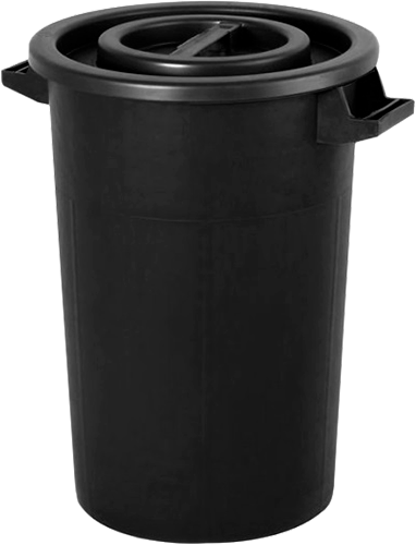 BIC075N - Bidone in polietilene nero con manici da litri 75