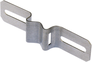 CLM14219 - staffa fissaggio per pali, lunghezza mm 142 larghezza mm 38
