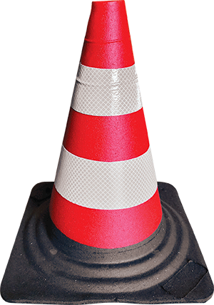 COR30 - Cono stradale in gomma con 2 fasce rifrangenti classe 2 h. 30 cm.
