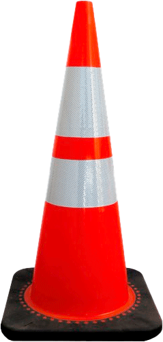 CORV46 - cono rosso h.mm 700 2 bande rifrangenti classe 2 base caucciu'