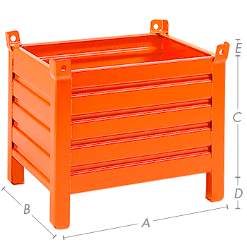 CPLS11A - Contenitore in lamiera con 4 piedi scatolati portata 800kg