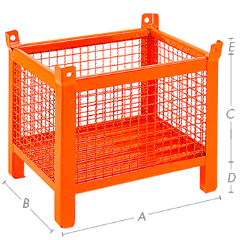 CPLS31A - Contenitore in rete con 4 piedi scatolati portata 800kg