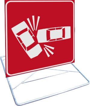 CVGLH9062 - Cavalletto richiudibile con targa 60x60 CL 2 "incidente"