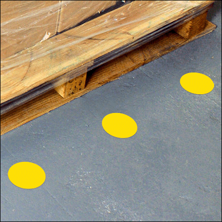DMD05Y - confezione 20 dischi adesivi SAFE IN in PVC diametro 50 mm col.GIALLO