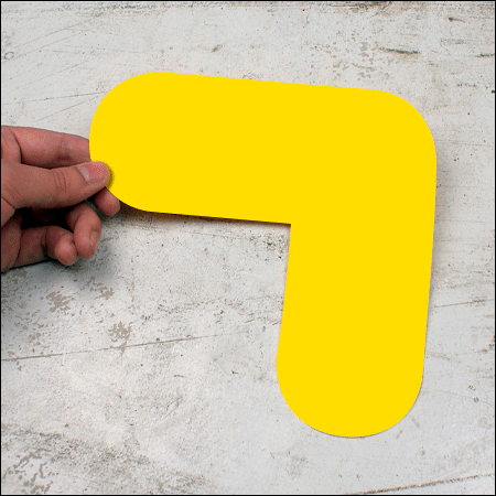 DML2Y - conf.10 delimitatori ades.pallet a L SAFE IN dim.200x200mm col.GIALLO