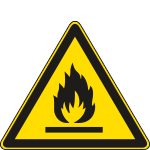 E1102KS - Etichetta adesiva pericolo infiammabilita' EN ISO 7010