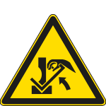 E1182K - cartello pericolo schiacciamento mani pressa e materiali EN ISO 7010