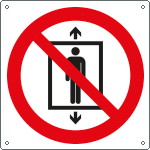 E1302KS - Etichetta autoadesiva divieto uso ascensore solo simbolo EN ISO 7010