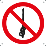 E1307W - cartello divieto annodare la corda solo simbolo EN ISO 7010