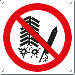 E13480X - cartello divieto uso fuochi d'artificio solo simbolo EN ISO 7010