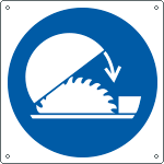 E1357K - cartello usare protez.regolabile sega circolare da banco EN ISO 7010