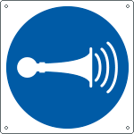 E1362Y - Cartello obbligo segnalare l'avviamento solo simbolo EN ISO 7010