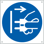 E1391KS - Etichetta obbligo staccare la spina dalla presa solo simbolo ENISO7010