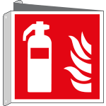 E15107BIW - cartello bifacciale estintore EN ISO 7010