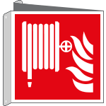 E15115BIW - cartello bifacciale Lancia antincndio EN ISO 7010