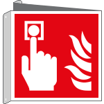E15117BIY - cartello bifacciale allarme antincendio solo simbolo EN ISO 7010
