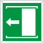 E15176W - Cartello emergenza porta scorrevole apertura sinistra EN ISO 7010 E033